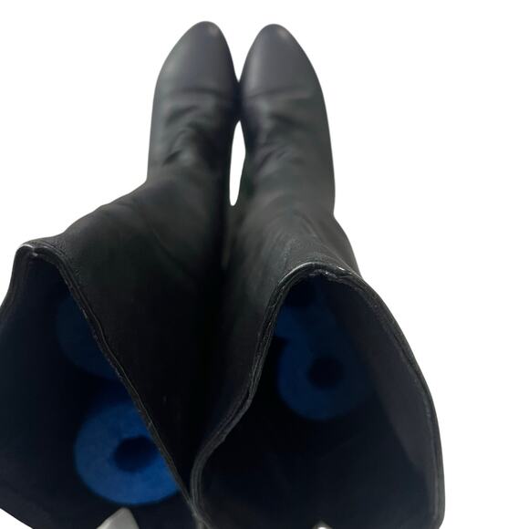 Vintage Sandra Miller Size 7.5 Black Genuine Leather Tall Riding Boots - Picture 7 of 9